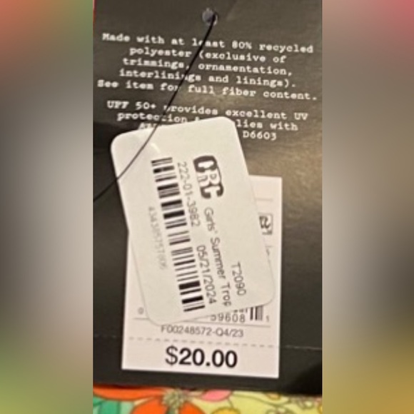 KB ART CLASS GIRLS TROPICAL UPF 50+ SWIM SUIT. Size M plus 8 - Picture 9 of 9